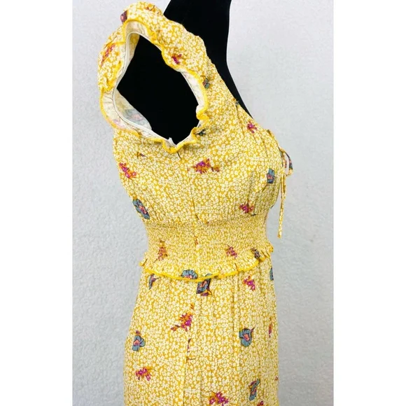 ALL IN FAVOR • Yellow Floral Ruffle Mini Dress, XS - Picture 10 of 16